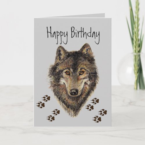 Wolf  WolvesTracks Animal Birthday Card