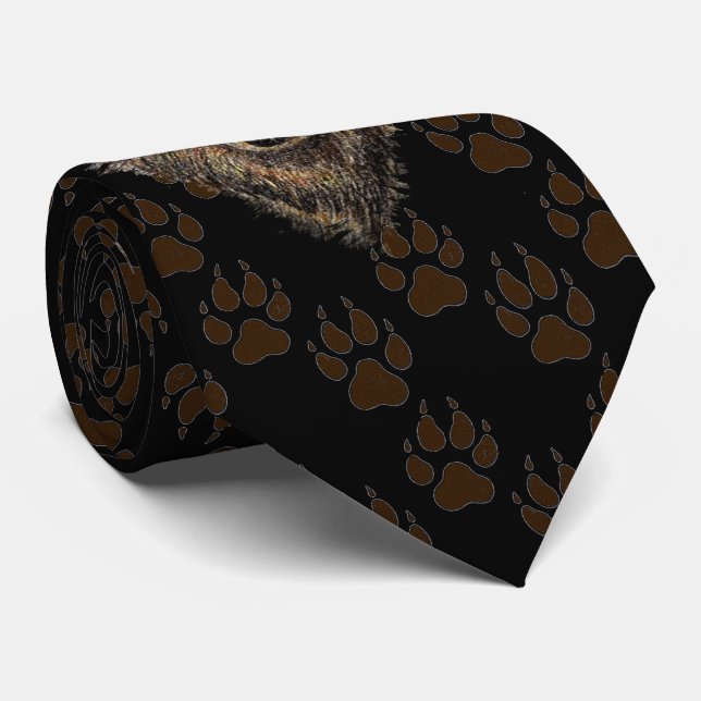 Wolf, Wolves Wild Animal Tracks Footprints Neck Tie (Rolled)