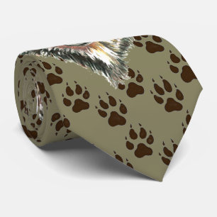 Wolf, Wolves Wild Animal Tracks Footprints Neck Tie
