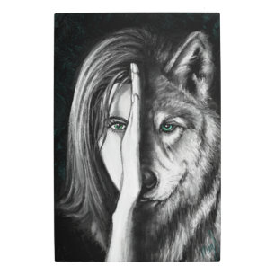 Wolf Woman - Emotion Metal Art - Painting