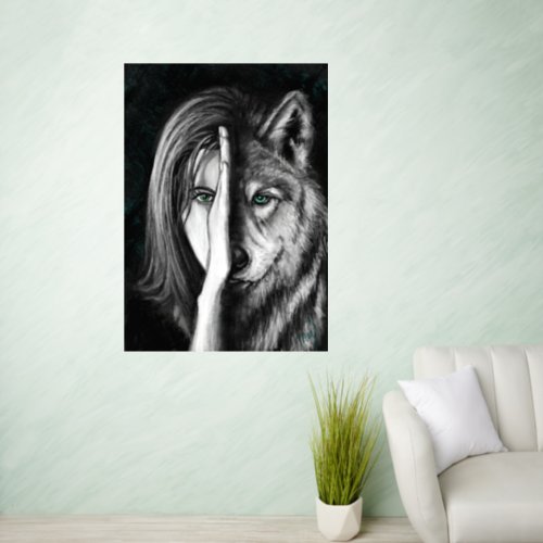 Wolf Woman _ Emotion Wall Decal _ Painting Art