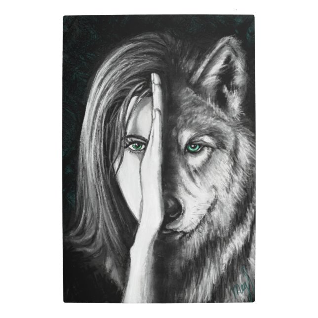 Wolf Woman  Metal Art Emotion - Painting (Front)