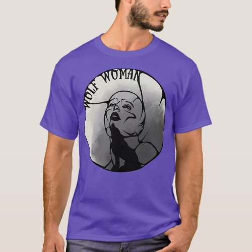 Wolf Woman With Moon T_Shirt