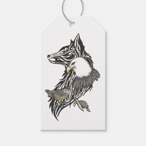 Wolf Woodcock Eagle Turtle Animal guides Gift Tags