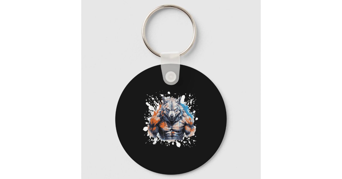 Wolf Workout Gym Fighter Bodybuilder Keychain | Zazzle