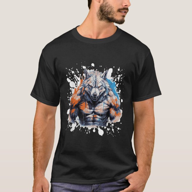 Wolf Workout Gym Fighter Bodybuilder  T-Shirt (Front)