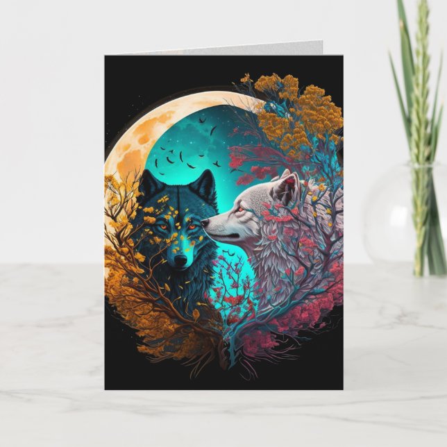 Wolf Yin Yang Graphic Arts Card (Front)