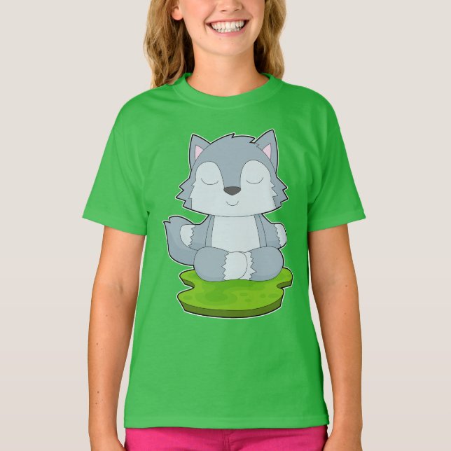 Wolf Yoga Fitness Meditation T-Shirt (Front)