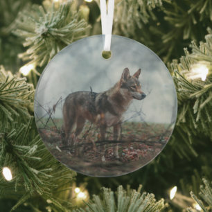 Wolfdog Glass Ornament