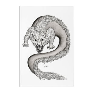 Wolfdragon black and white design acrylic print