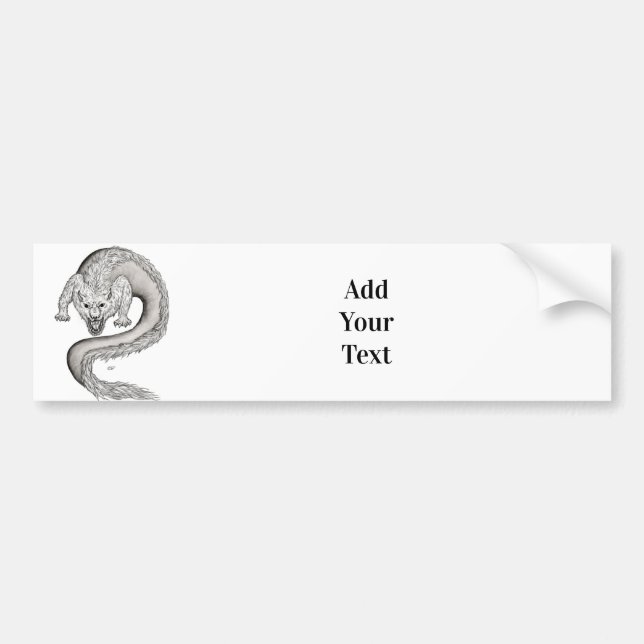 Wolfdragon black and white design bumper sticker (Front)
