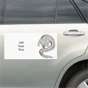 Wolfdragon black and white design car magnet