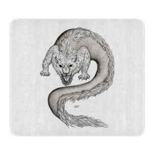 Wolfdragon black and white design cutting board