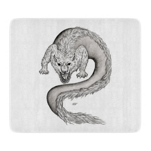 Wolfdragon black and white design cutting board