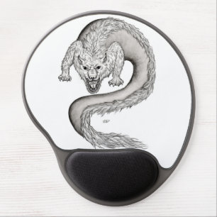 Wolfdragon black and white design gel mouse pad