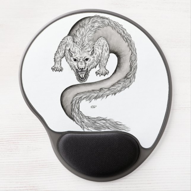 Wolfdragon black and white design gel mouse pad (Front)