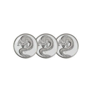 Wolfdragon black and white design golf ball marker