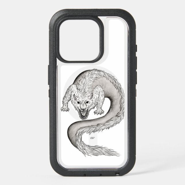 Wolfdragon black and white Design iPhone 15 Pro Case (Back)