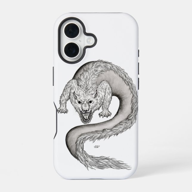 Wolfdragon black and white design iPhone case (Back)