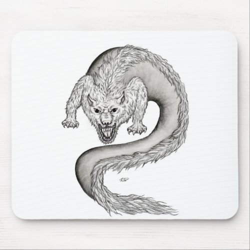 Wolfdragon black and white design mouse pad
