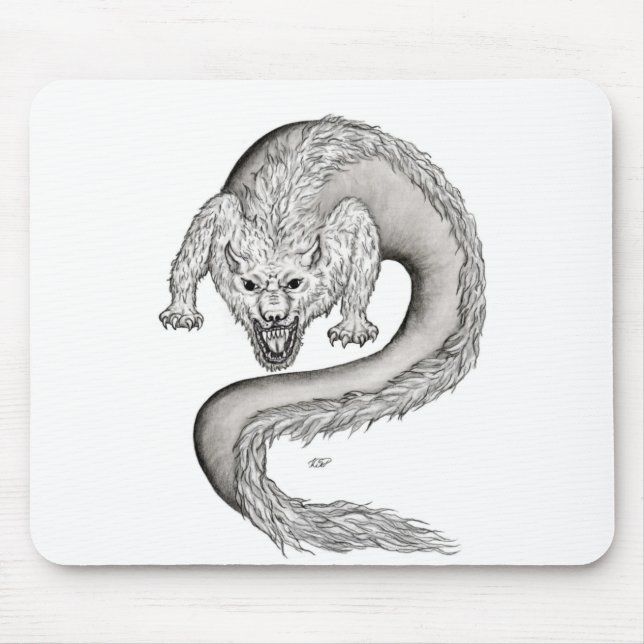 Wolfdragon black and white design mouse pad (Front)