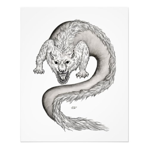 Wolfdragon black and white design photo print