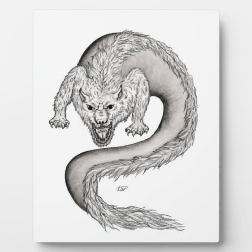 Wolfdragon black and white design plaque