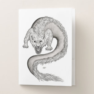 Wolfdragon black and white design pocket folder
