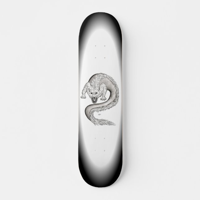 Wolfdragon black and white Design Skateboard Deck (Front)