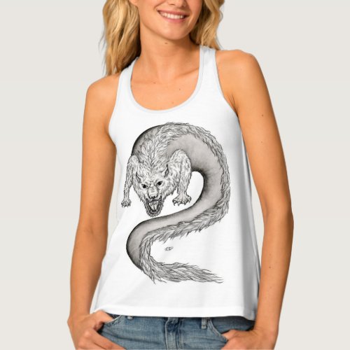 Wolfdragon black and white design tank top