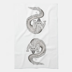 Wolfdragon black and white Design Towel