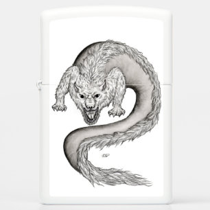 Wolfdragon black and white design zippo lighter