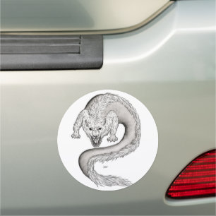Wolfdragon , Wolf and Dragon, mix-Creature Car Magnet