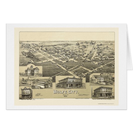 Wolfe City, TX Panoramic Map - 1891 Cards (Front Horizontal)