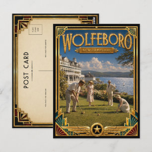 Wolfeboro New Hampshire Vintage Art Deco Golden Postcard