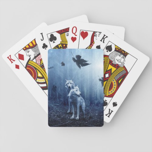 Wolfes in Blue Moonlight Bicycle Playing Cards