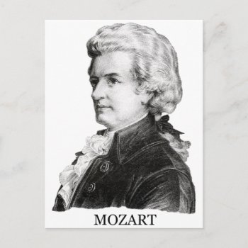 Wolfgang Amadeus Mozart  Black Postcard by historicimage at Zazzle