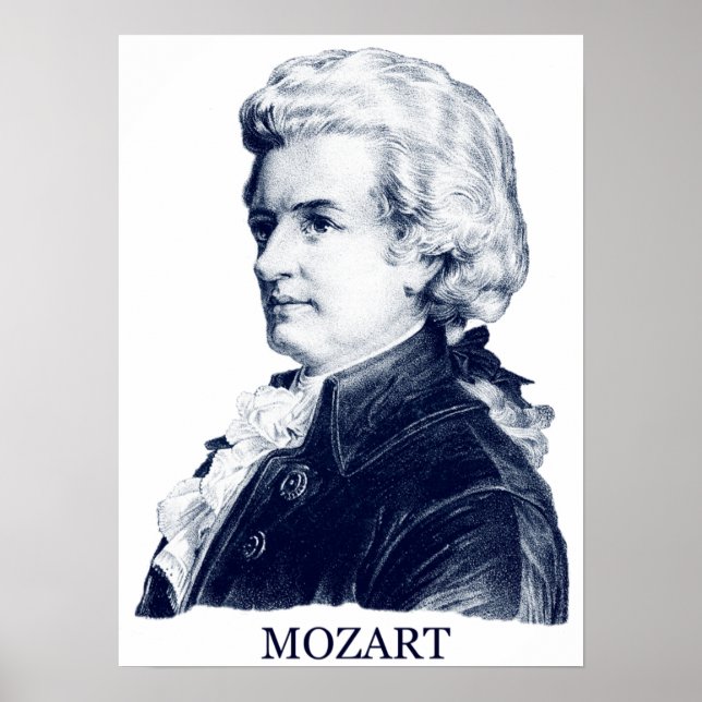 Wolfgang Amadeus Mozart, blue Poster (Front)