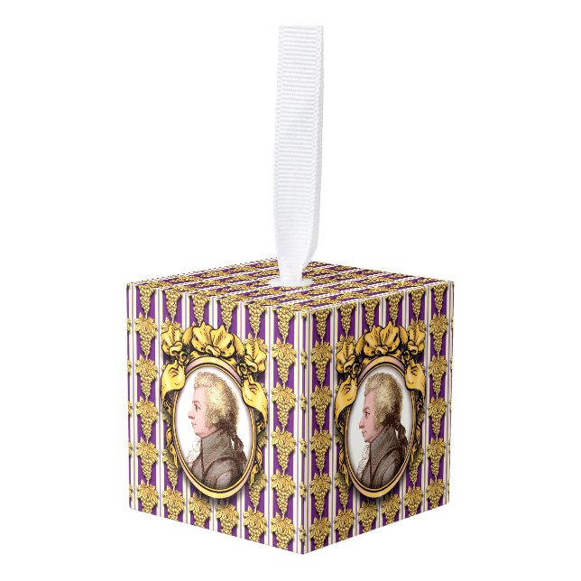 Wolfgang Amadeus Mozart Cube Ornament (Front Angled)