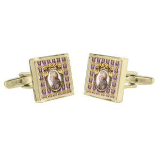 Wolfgang Amadeus Mozart Gold Cufflinks