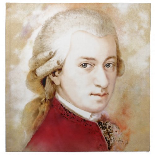 Wolfgang Amadeus Mozart im Aquarell Stil Napkin