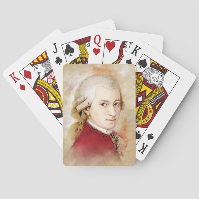 Wolfgang Amadeus Mozart im Aquarell Stil Poker Cards (Back)