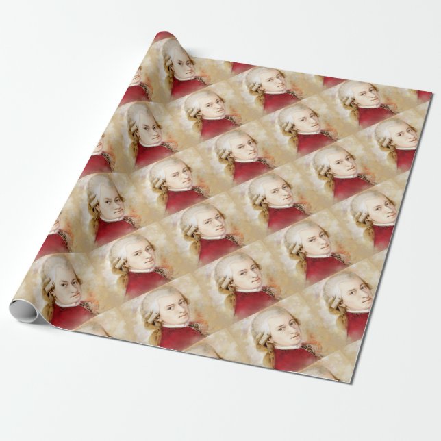 Wolfgang Amadeus Mozart in watercolor Wrapping Paper (Unrolled)