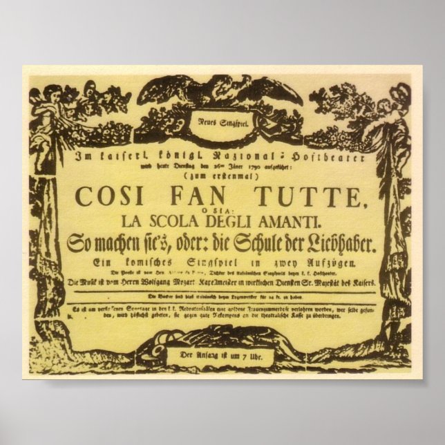 Wolfgang Amadeus Mozart Oper – Cosi fan tutte Poster (Front)