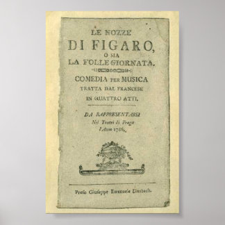 Wolfgang Amadeus Mozart Oper Le nozze di Figaro Poster