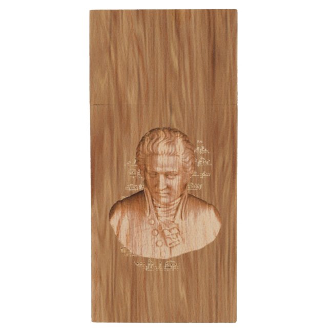 Wolfgang Amadeus Mozart Wood Flash Drive (Front Vertical)