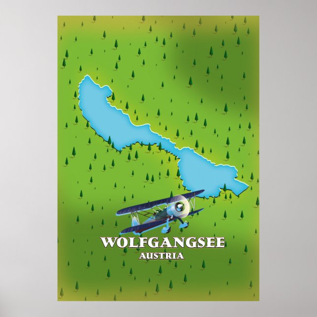 Wolfgangsee Lake Austria lake map Poster (Front)