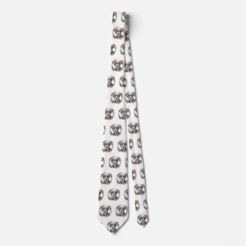 Wolfhound Christmas Wreath Festive Pup  Neck Tie