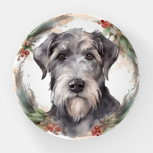 Wolfhound Christmas Wreath Festive Pup Paperweight