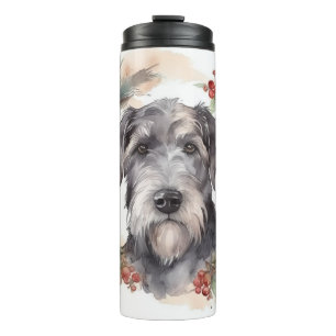 Wolfhound Christmas Wreath Festive Pup Thermal Tumbler